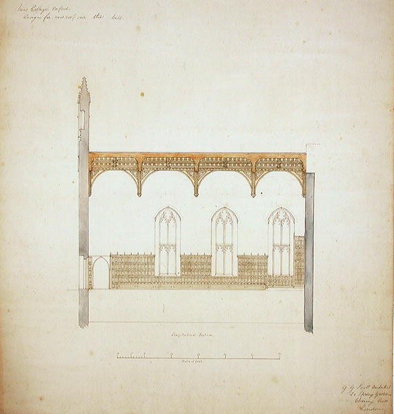 New College Oxford: Design för New Hall Roof av George Gilbert Scott