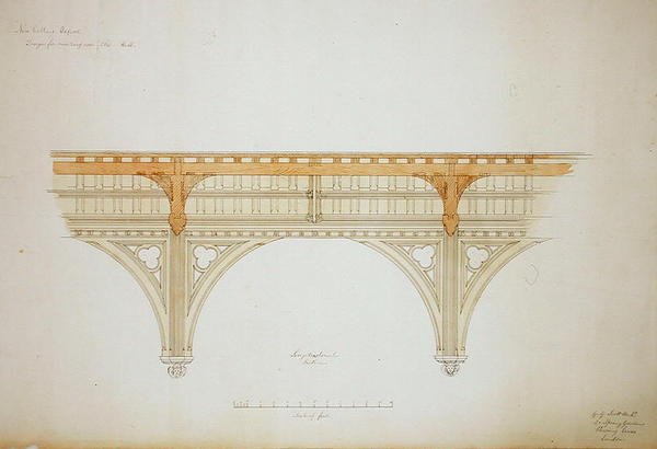 New College Oxford: Design för New Hall Roof av George Gilbert Scott