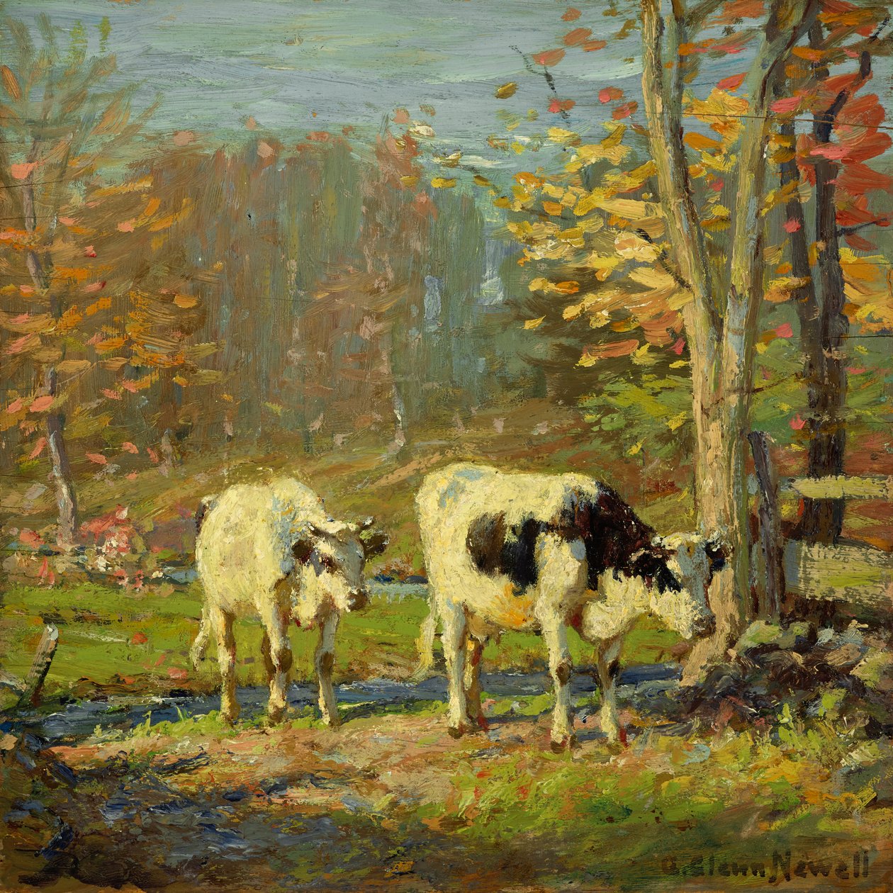 The Lane to the Brook (olja på panel) av George Glenn Newell
