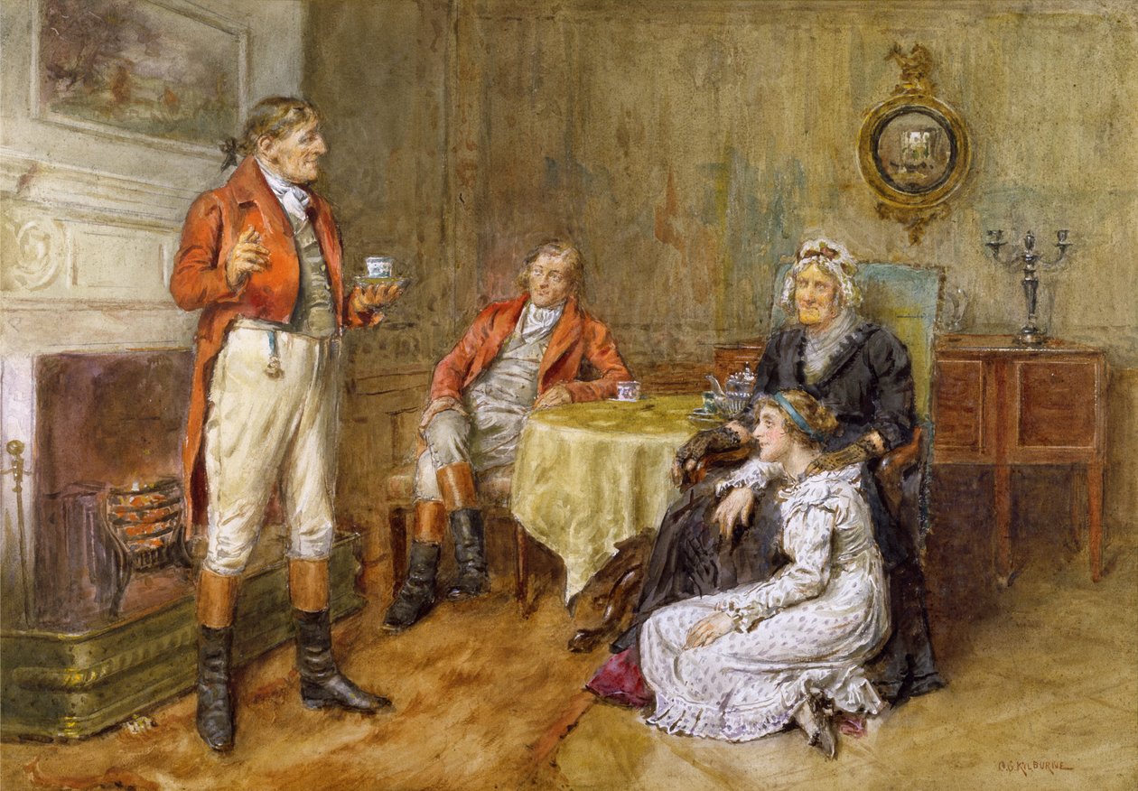 En jägare som reciterar en berättelse (wc) av George Goodwin Kilburne