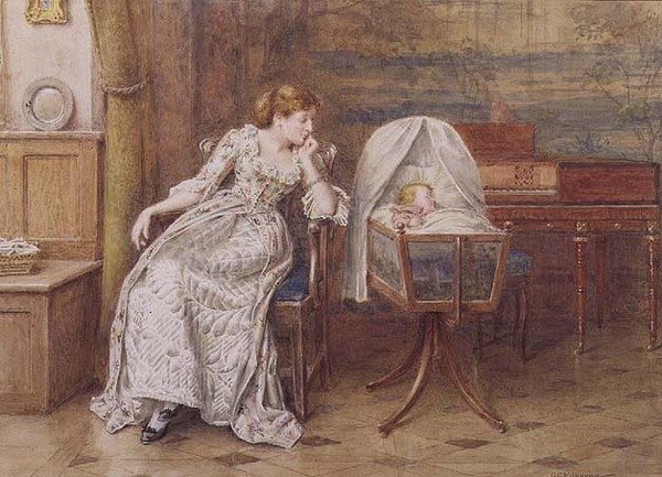 En mammas kärlek (akvarell) av George Goodwin Kilburne