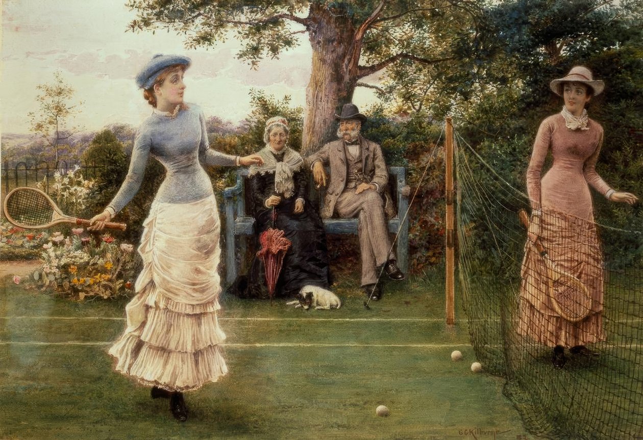 G.G.Kilburne, Tennisspel / målning, 1882 av George Goodwin Kilburne