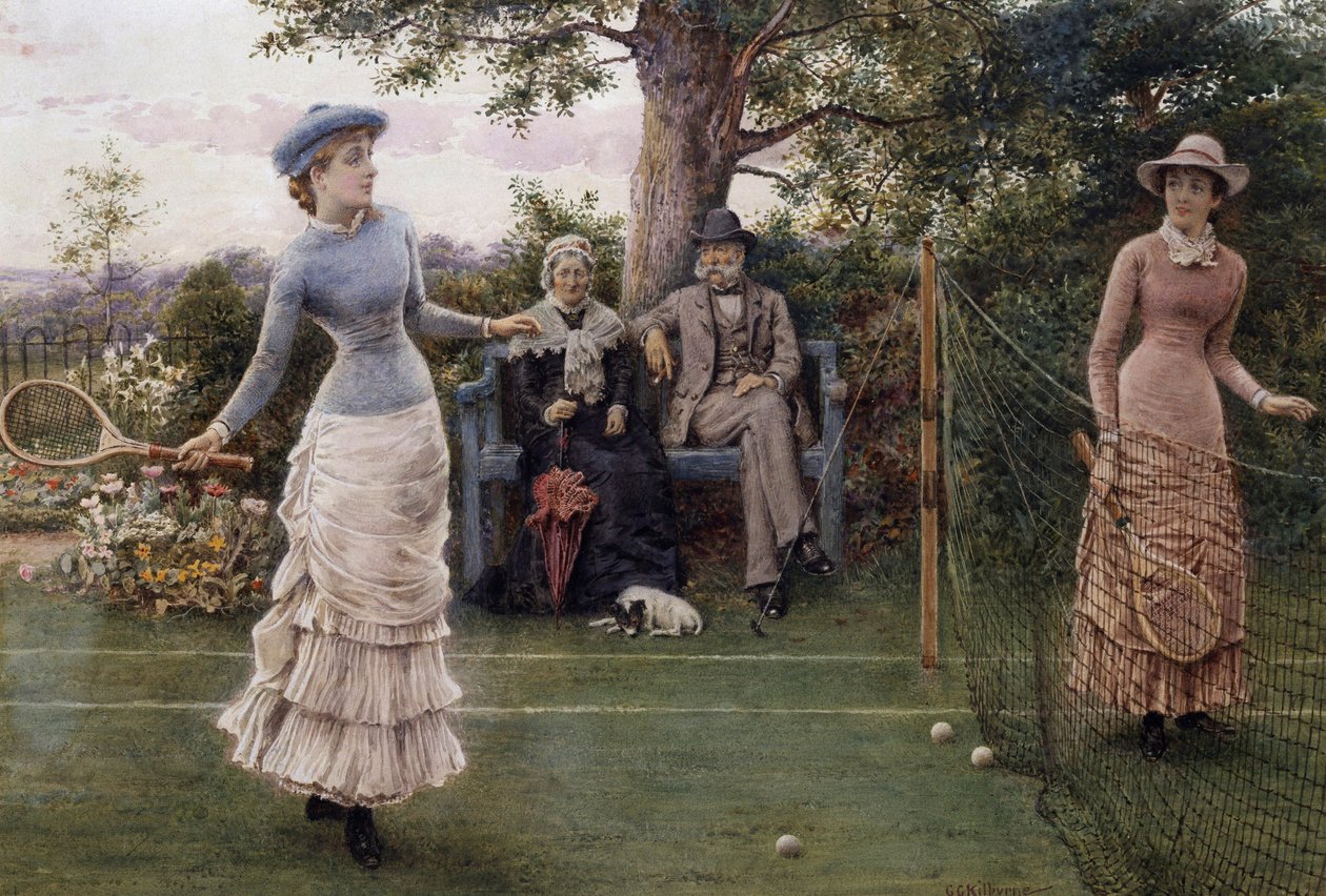 Spel av tennis av George Goodwin Kilburne