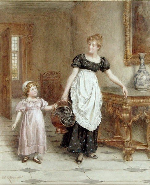 Många händer gör lätt arbete (akvarell på papper) av George Goodwin Kilburne