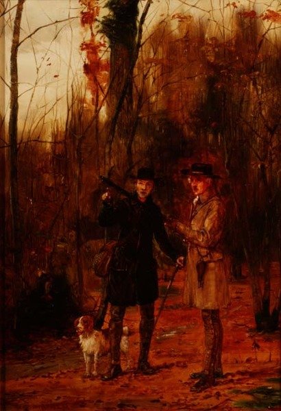 Två män som skjuter en skogstupp av George Goodwin Kilburne