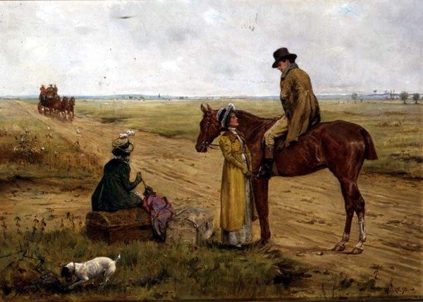 Väntar på scencoachen av George Goodwin Kilburne