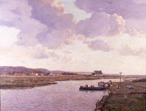 Rhyl Estuary, North Wales (olja på duk) av George Graham