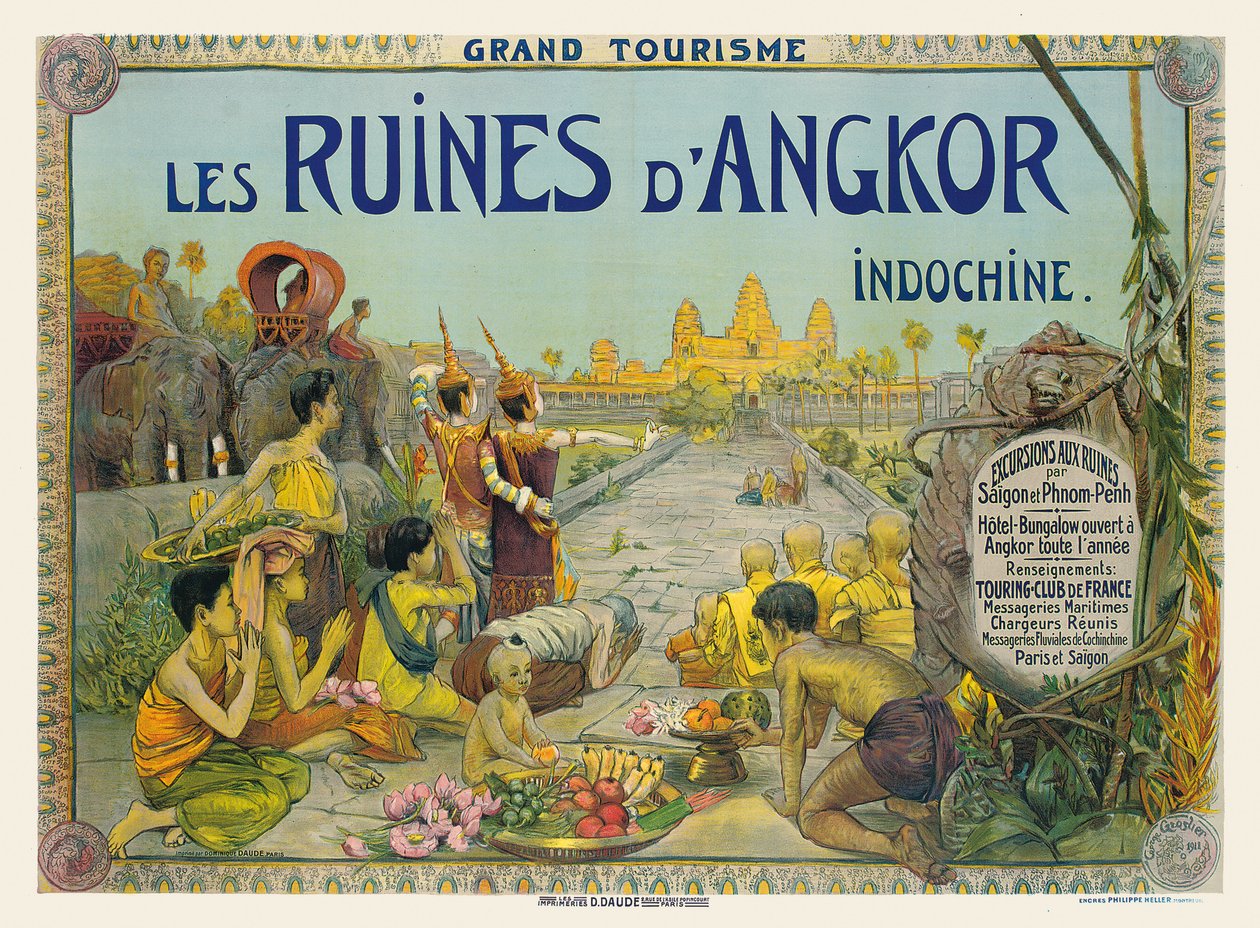 Fransk affisch som annonserar templen i Angkor i Indokina av George Groslier