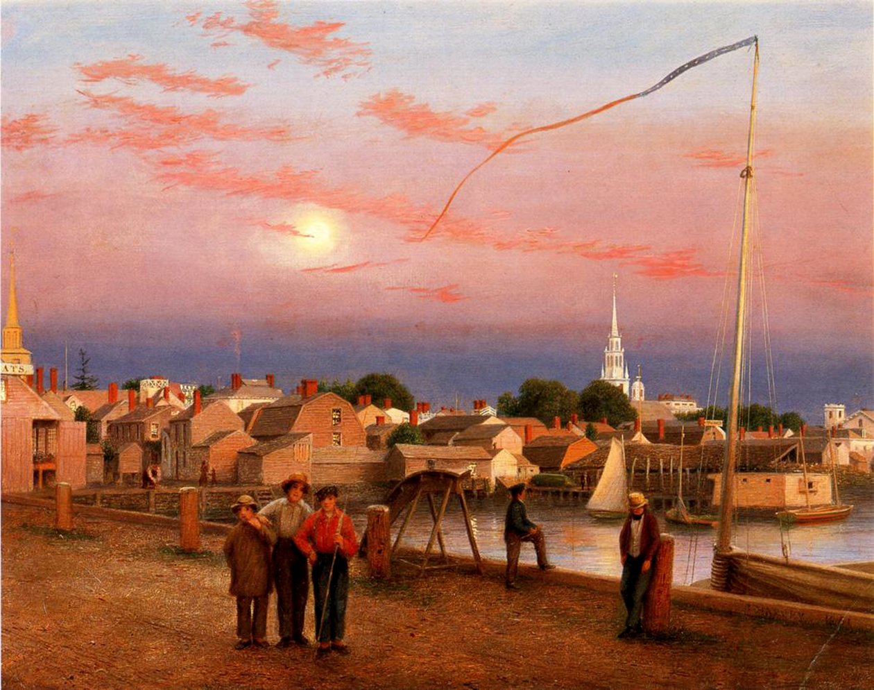 Newport, End of the Day, 1851 (olja på papper på duk) av George Harvey