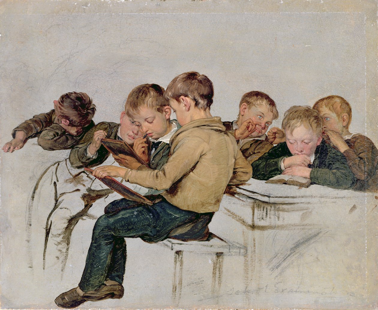 Skolprov (olja på papper) av George Harvey