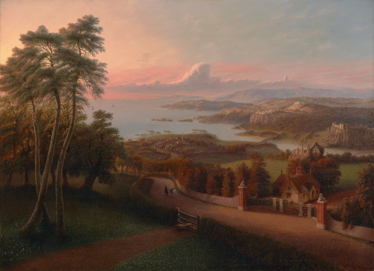Solnedgång i ett lantligt landskap 1846 (olja på duk) av George Harvey