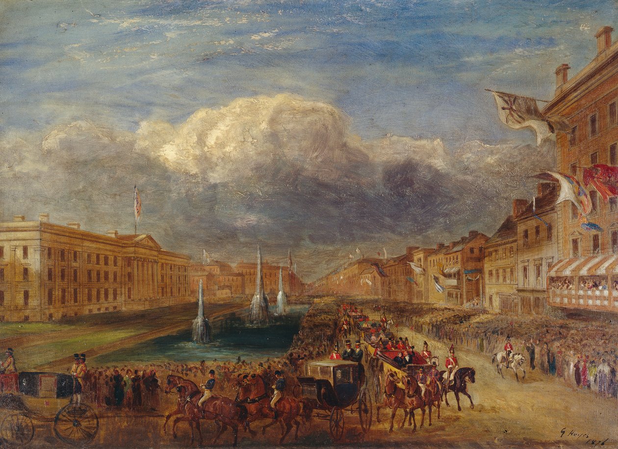 Drottning Victorias och prins Alberts besök i Manchester 1851 av George Hayes