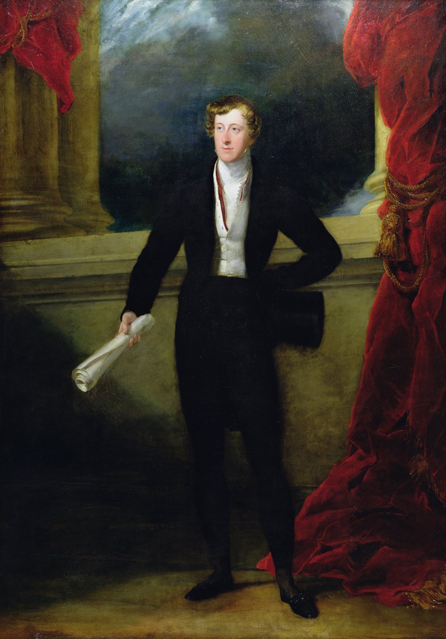 Porträtt av William Spencer Cavendish, 6:e hertigen av Devonshire, ca 1822-86 (olja på duk) av George Hayter