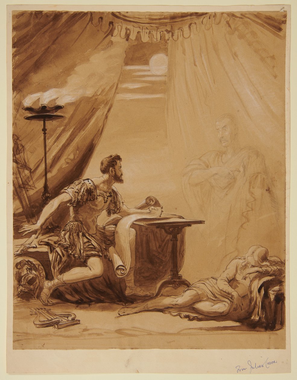 Scen ur Shakespeares "Julius Caesar": Caesars vålnad visar sig för Brutus av George Hayter