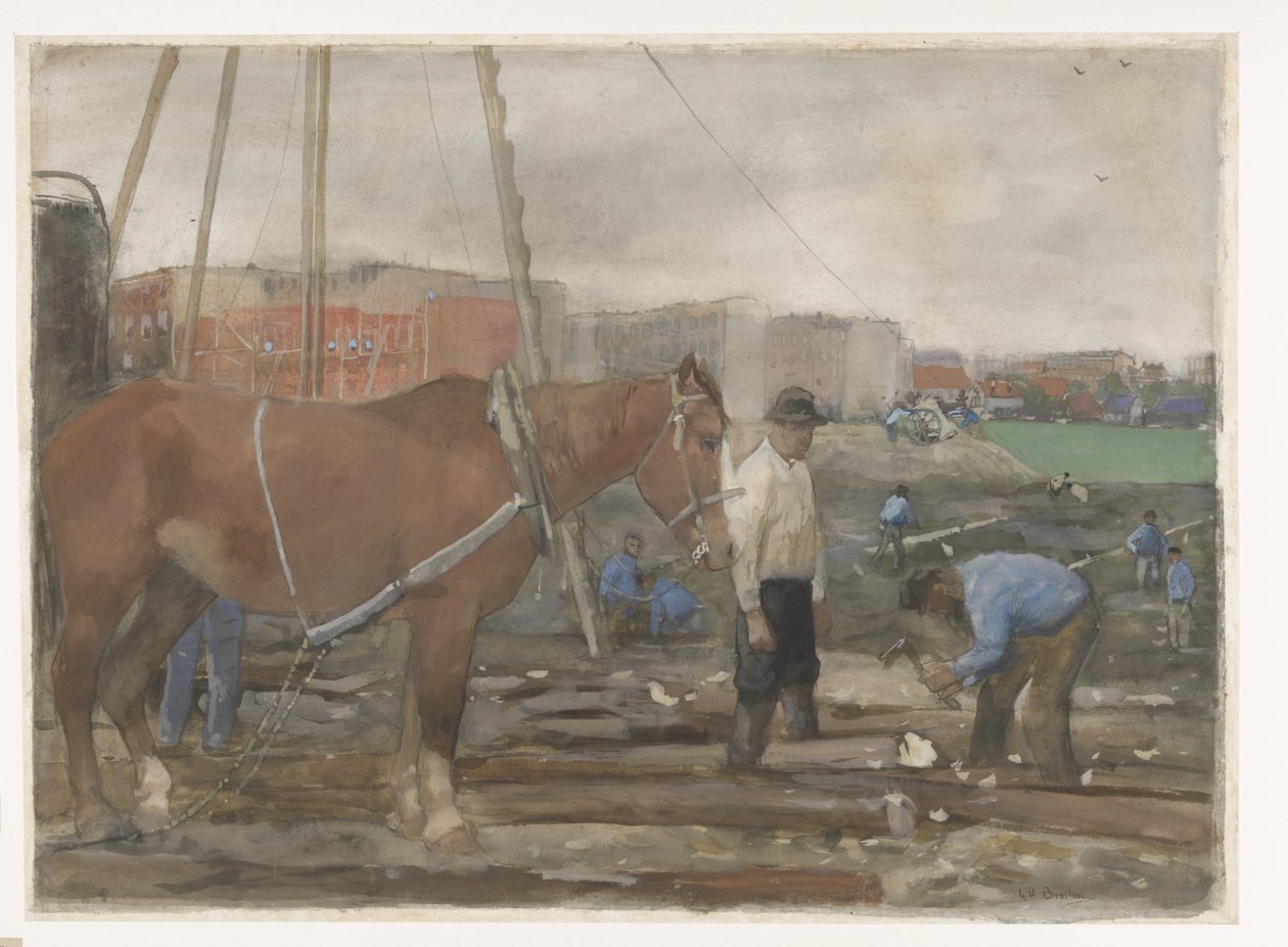 Byggarbetsplats Oud-West i Amsterdam av George Hendrik Breitner