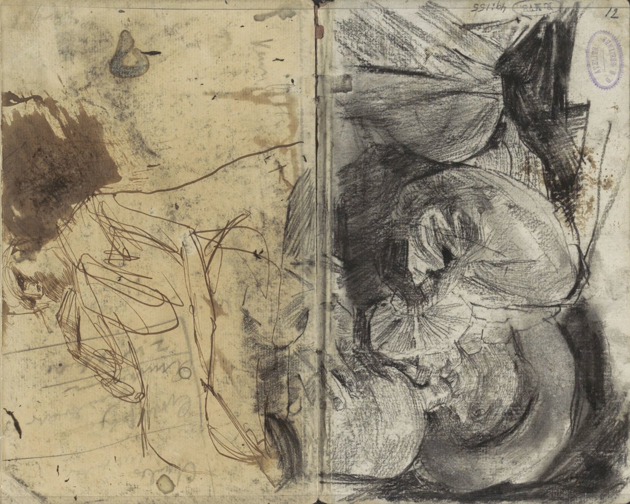 En drickande man i 1600-talskläder och en sittande man av George Hendrik Breitner