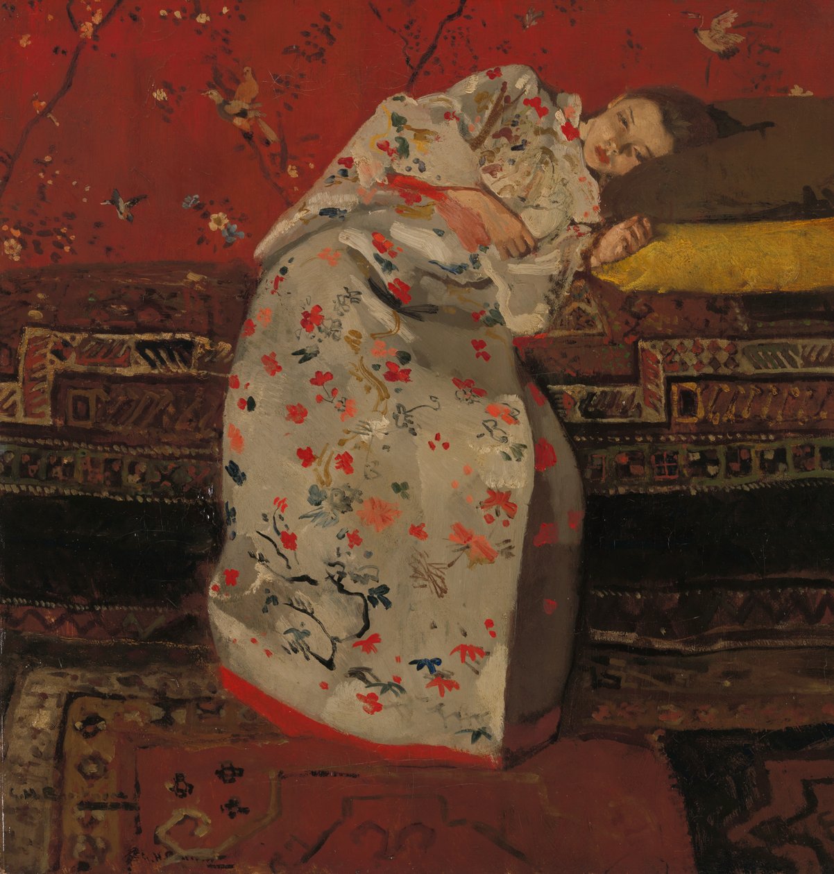 Nederländska: Meisje in witte kimono Flicka i vit kimono av George Hendrik Breitner