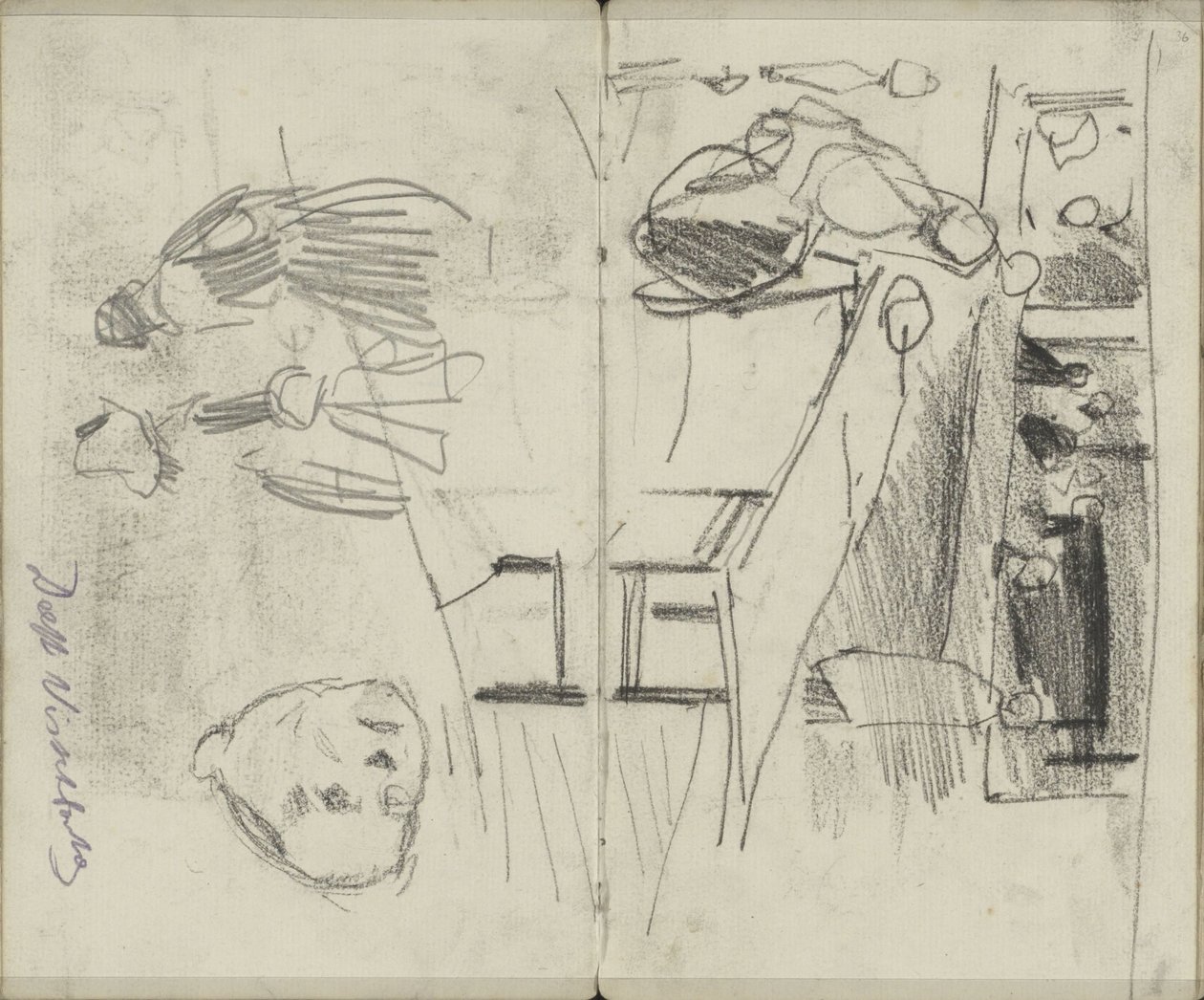 Siffror i Visbanken i Delft och figurstudier av George Hendrik Breitner