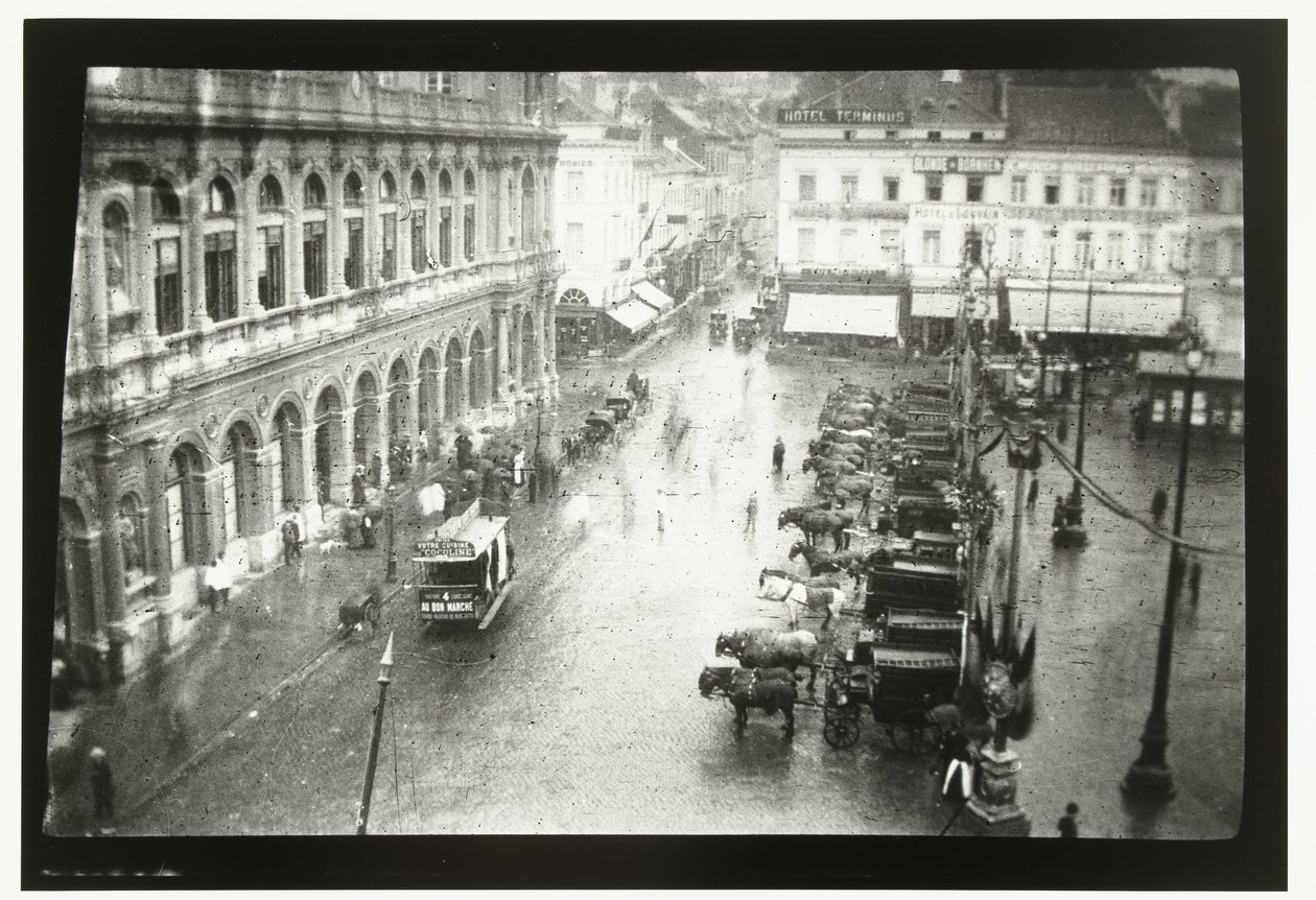 Utsikt över stationen i Bryssel-Nord och Place Rogier i Bryssel av George Hendrik Breitner
