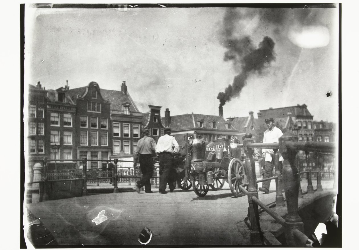 Vy över Prinsengracht vid bron över Leidsegracht i Amsterdam av George Hendrik Breitner