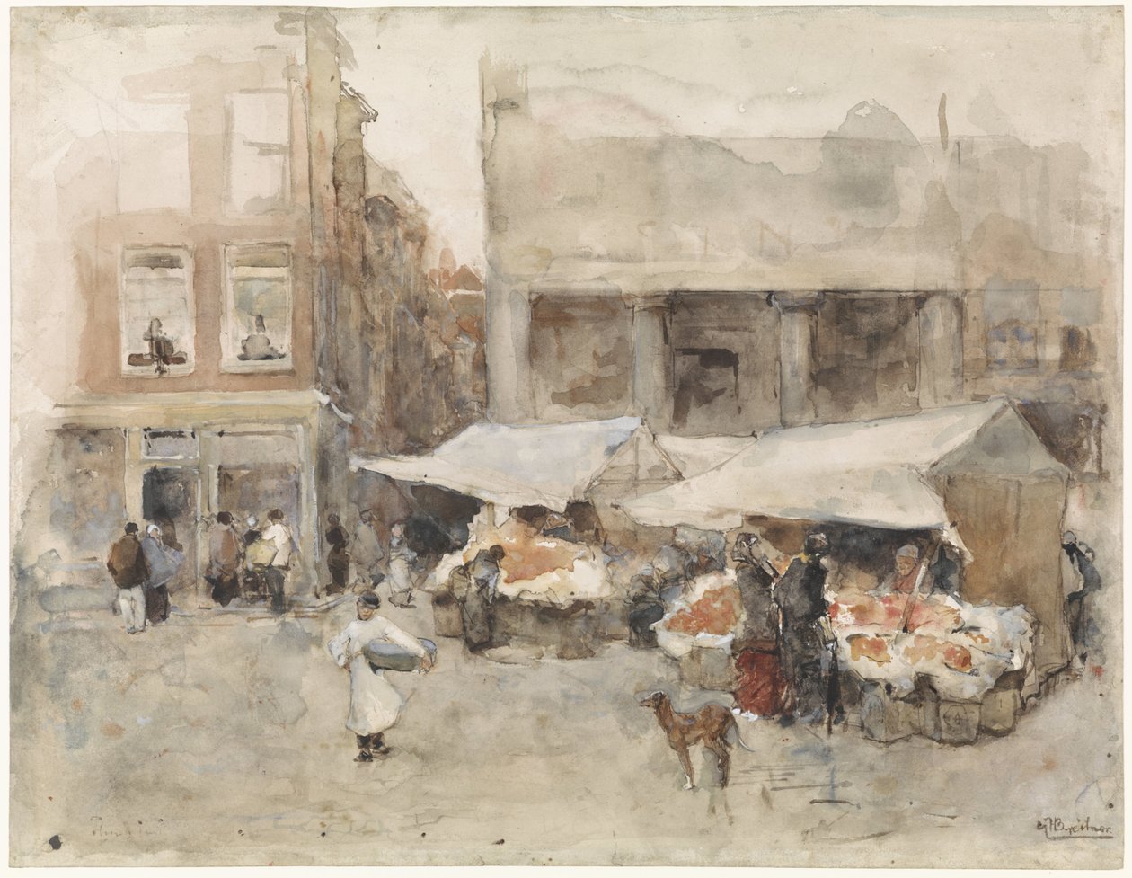 Marknad med blomsterstånd av George Hendrik Breitner