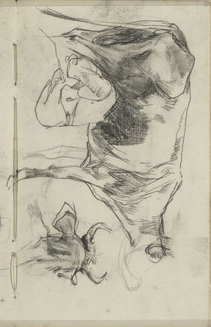 Mjölkande bonde och ett kohuvud av George Hendrik Breitner