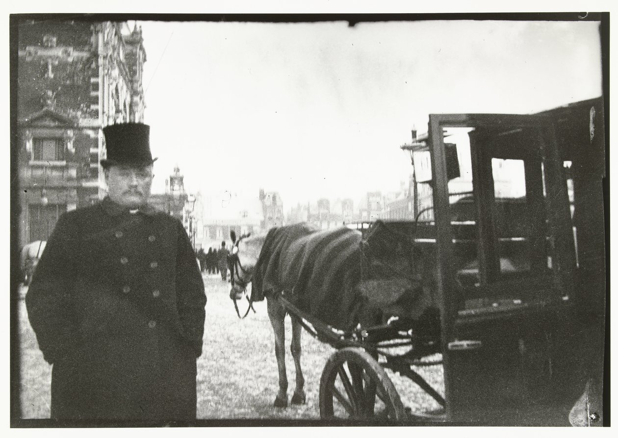 Hästar med vagn på Leidseplein i Amsterdam av George Hendrik Breitner