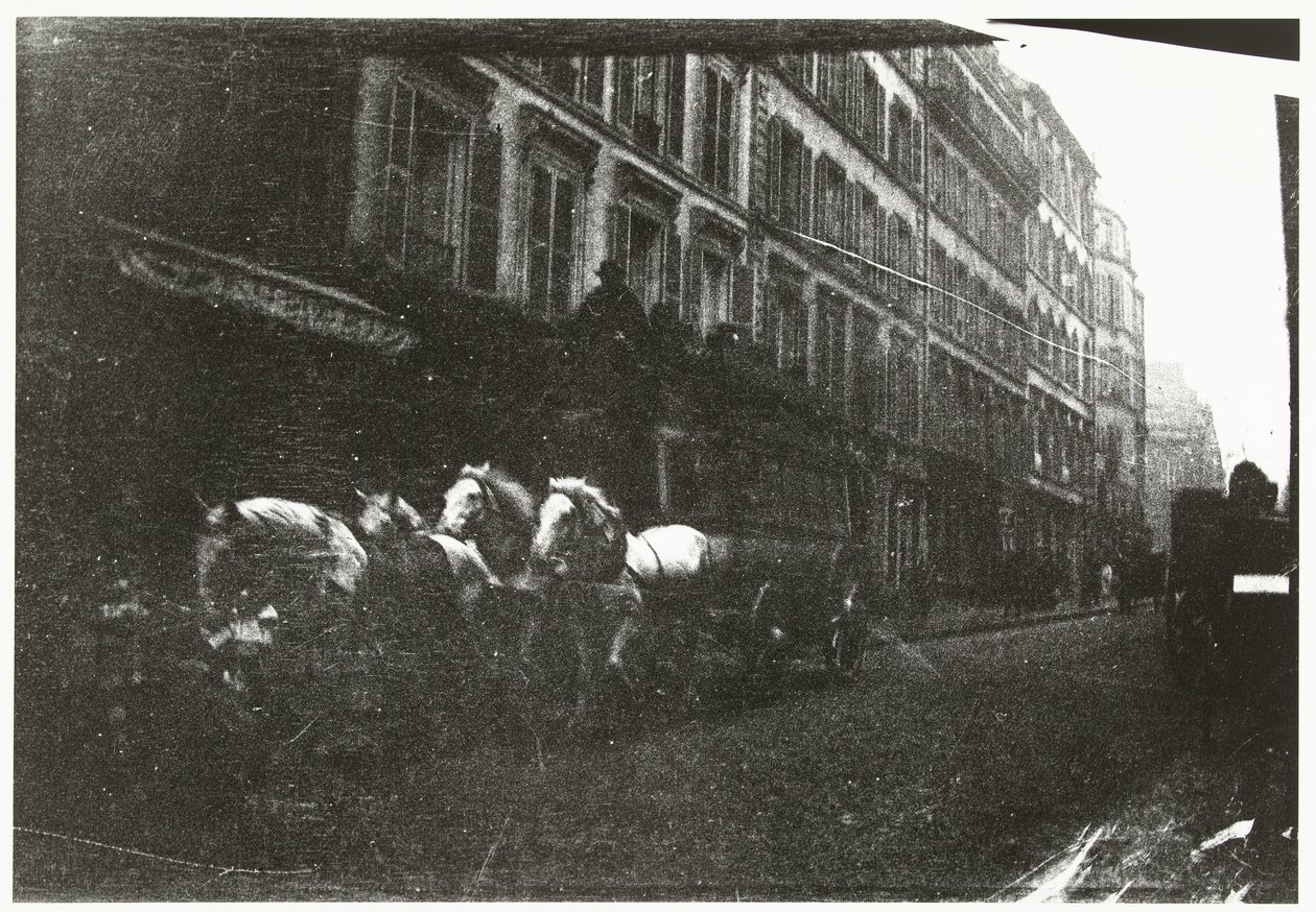 Gatuvy med hästar och vagn i Paris av George Hendrik Breitner
