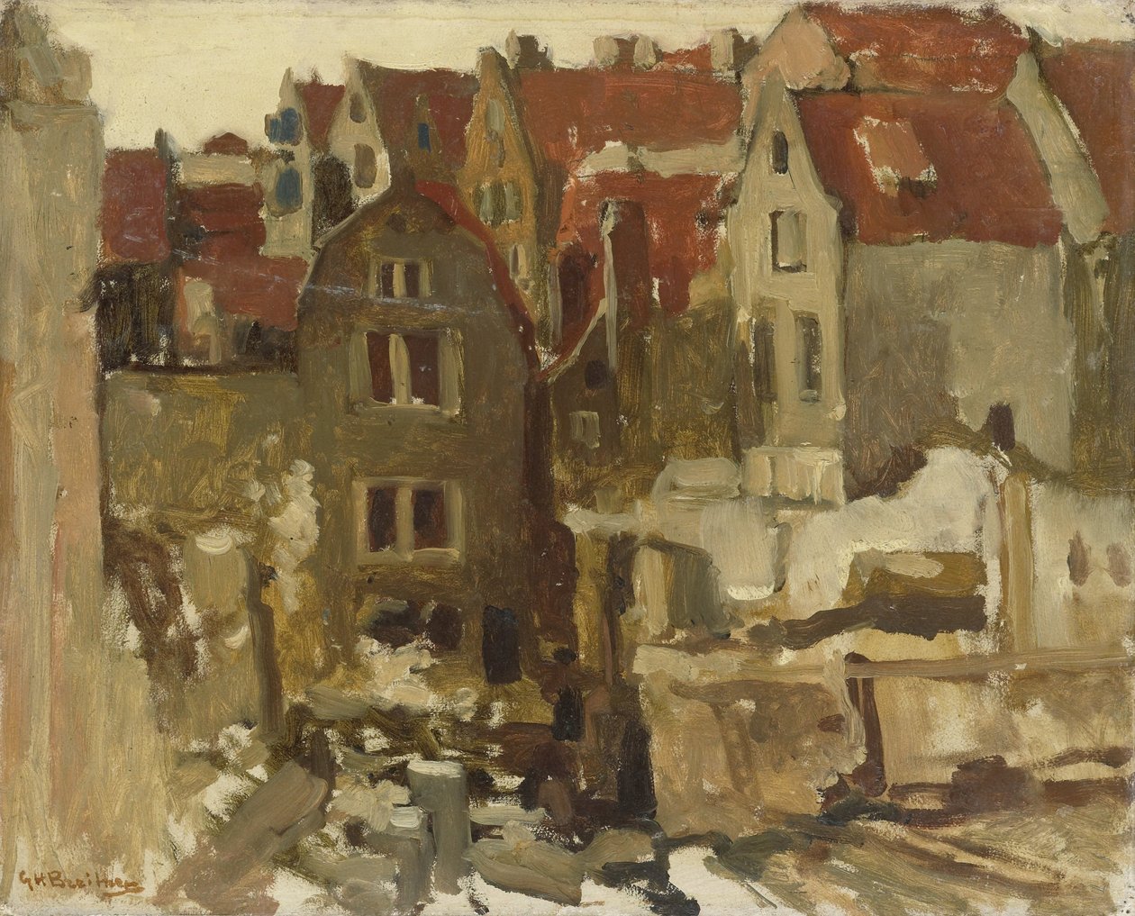 Rivningen av Grand Bazar de la Bourse på Nieuwendijk, Amsterdam av George Hendrik Breitner