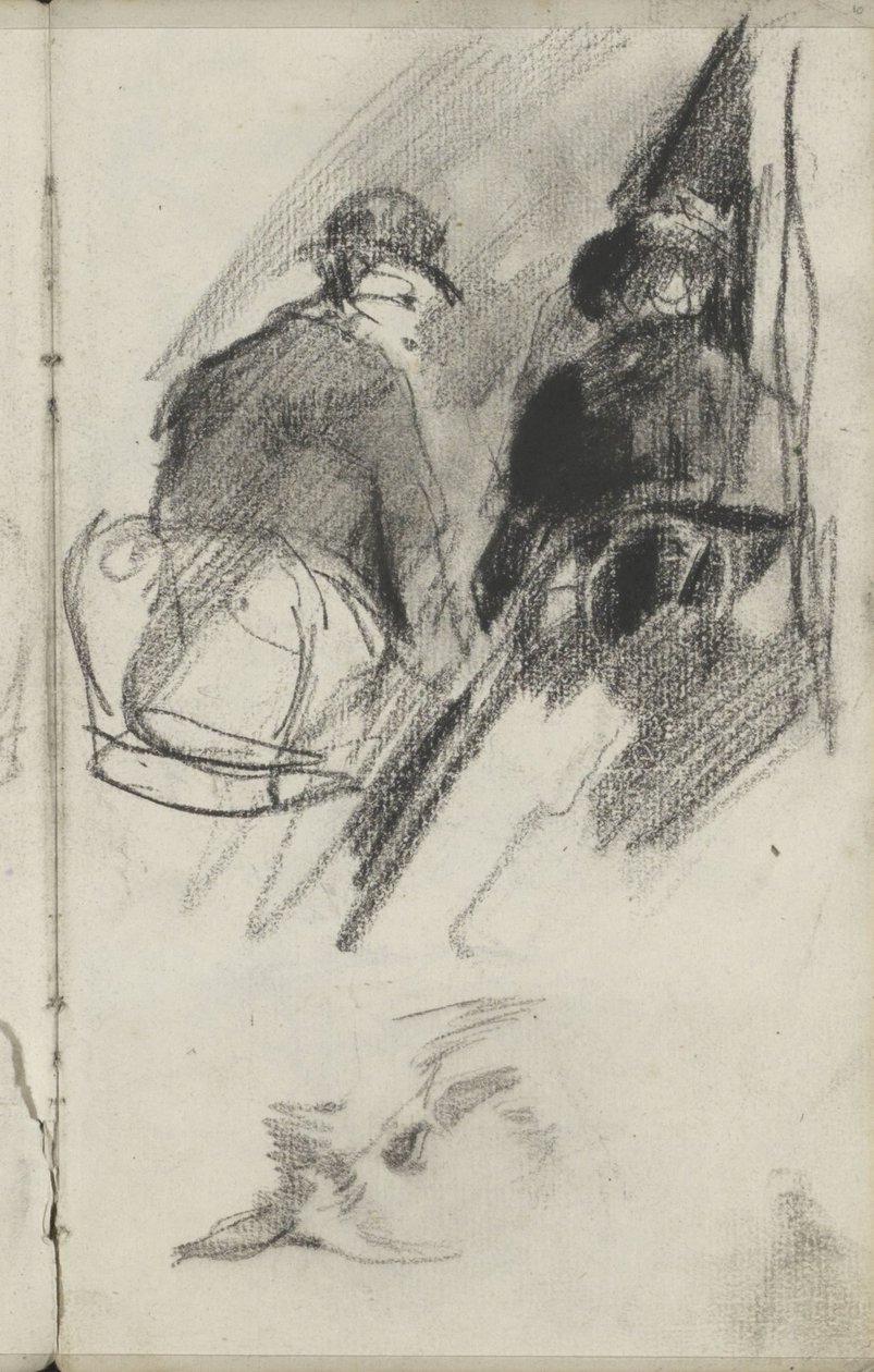 Fågelhuvud och två figurstudier av George Hendrik Breitner