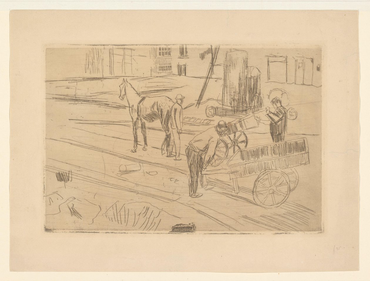 Arbeta på byggarbetsplatsen Sint Agnietenstraat i Amsterdam av George Hendrik Breitner