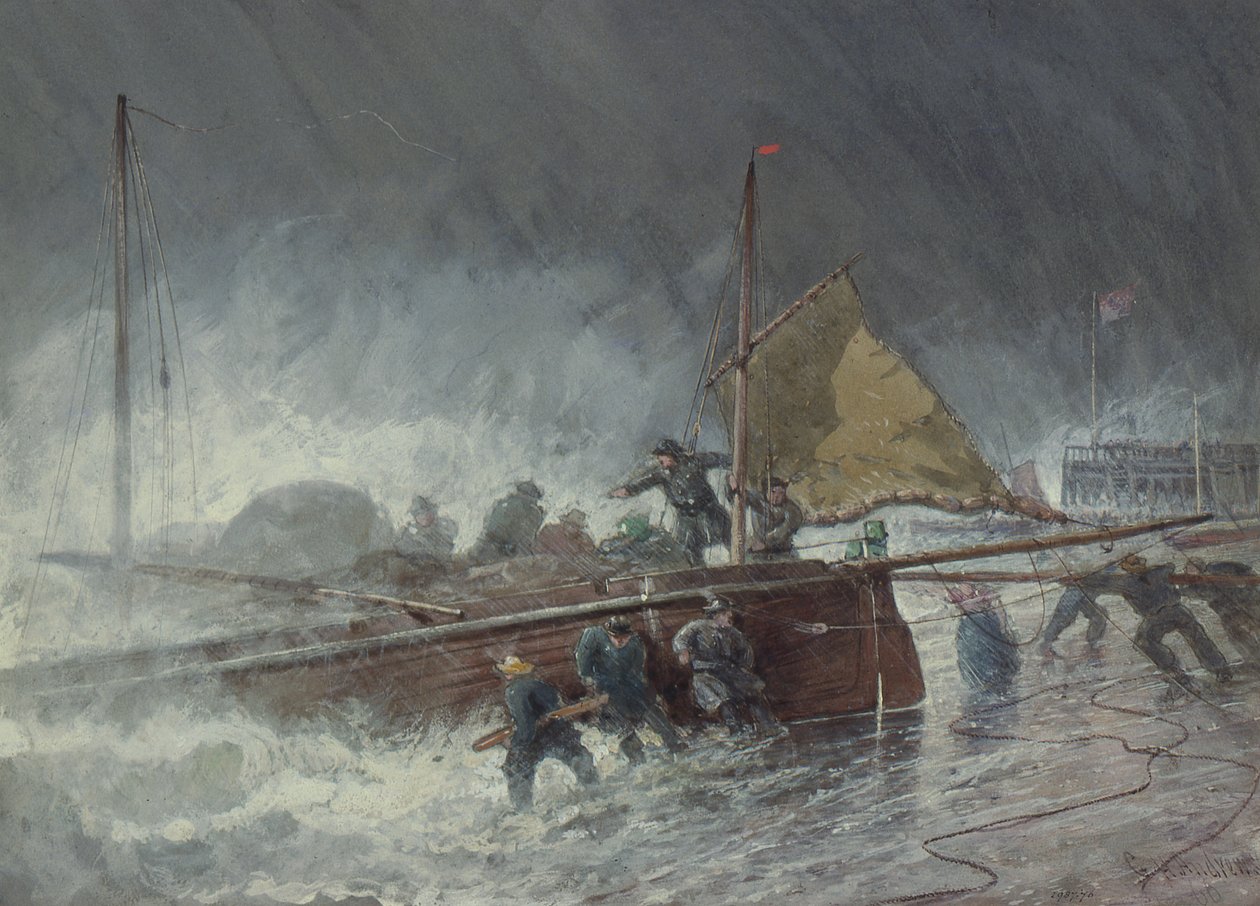 Deal Lugger skjuter upp i en storm av George Henry Andrews