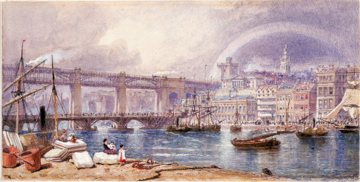 Utsikt över Newcastle upon Tyne (kroppsfärg) av George Henry Andrews
