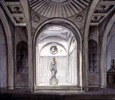 A Sculptural Gallery Interior (akvarell med penna på papper) av George Henry Bailey