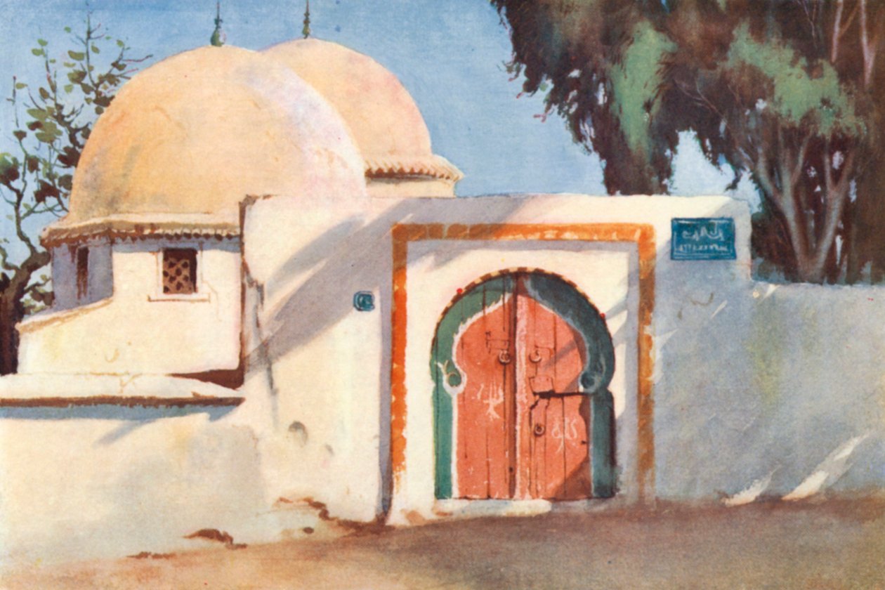En marabouts eller helgons grav i Tunis (färglitografi) av George Henry Benton Fletcher