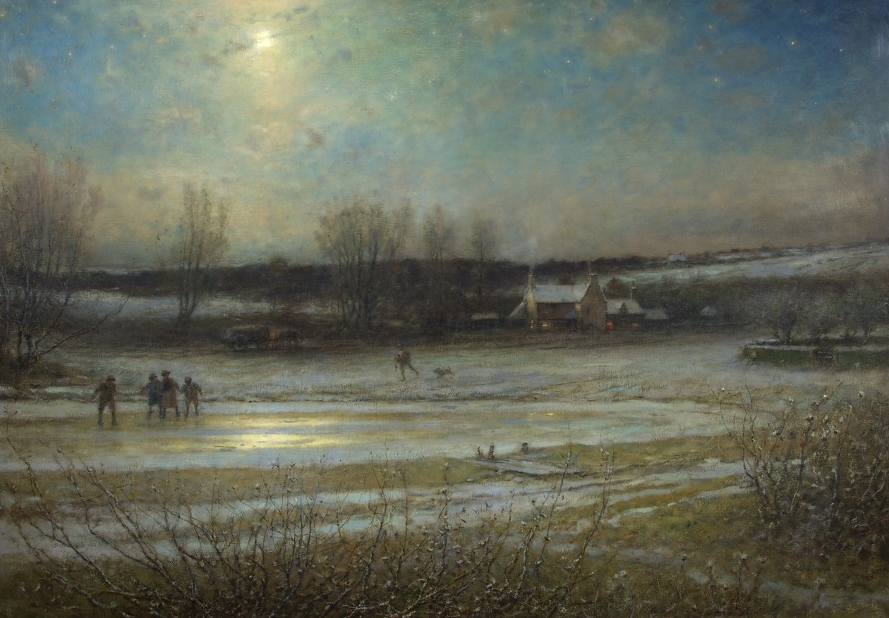 A Frosty Night - the Frozen Mill Pond, c.1904 (olja på duk) av George Henry Boughton