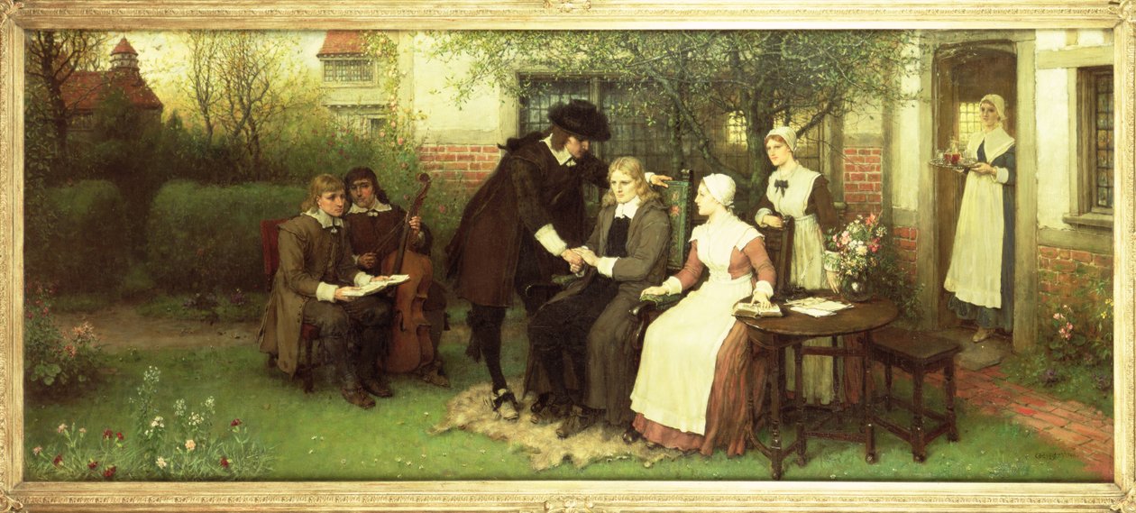 Andrew Marvell (1621-78) besöker sin vän John Milton (1608-74) av George Henry Boughton