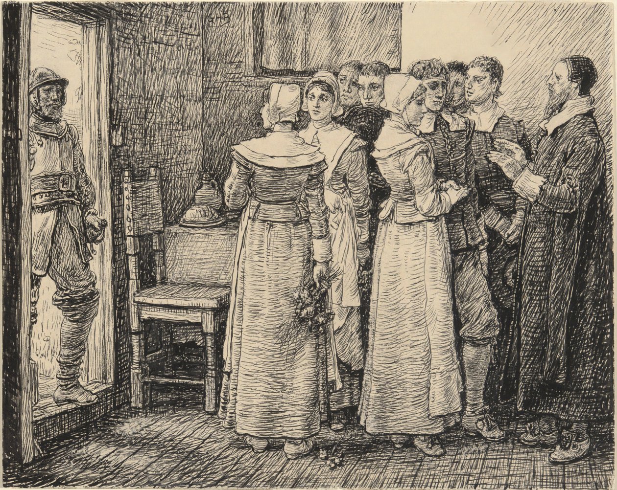 Det puritanska bröllopet avbröts av George Henry Boughton