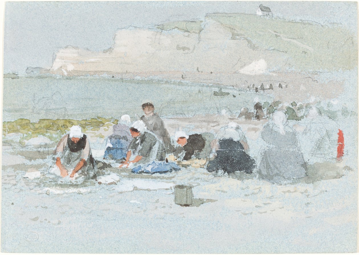 Tvättkvinnor på stranden vid Etretat av George Henry Boughton