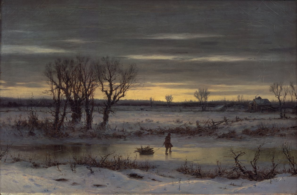 Winter Twilight Near Albany, 1858 (olja på linne) av George Henry Boughton