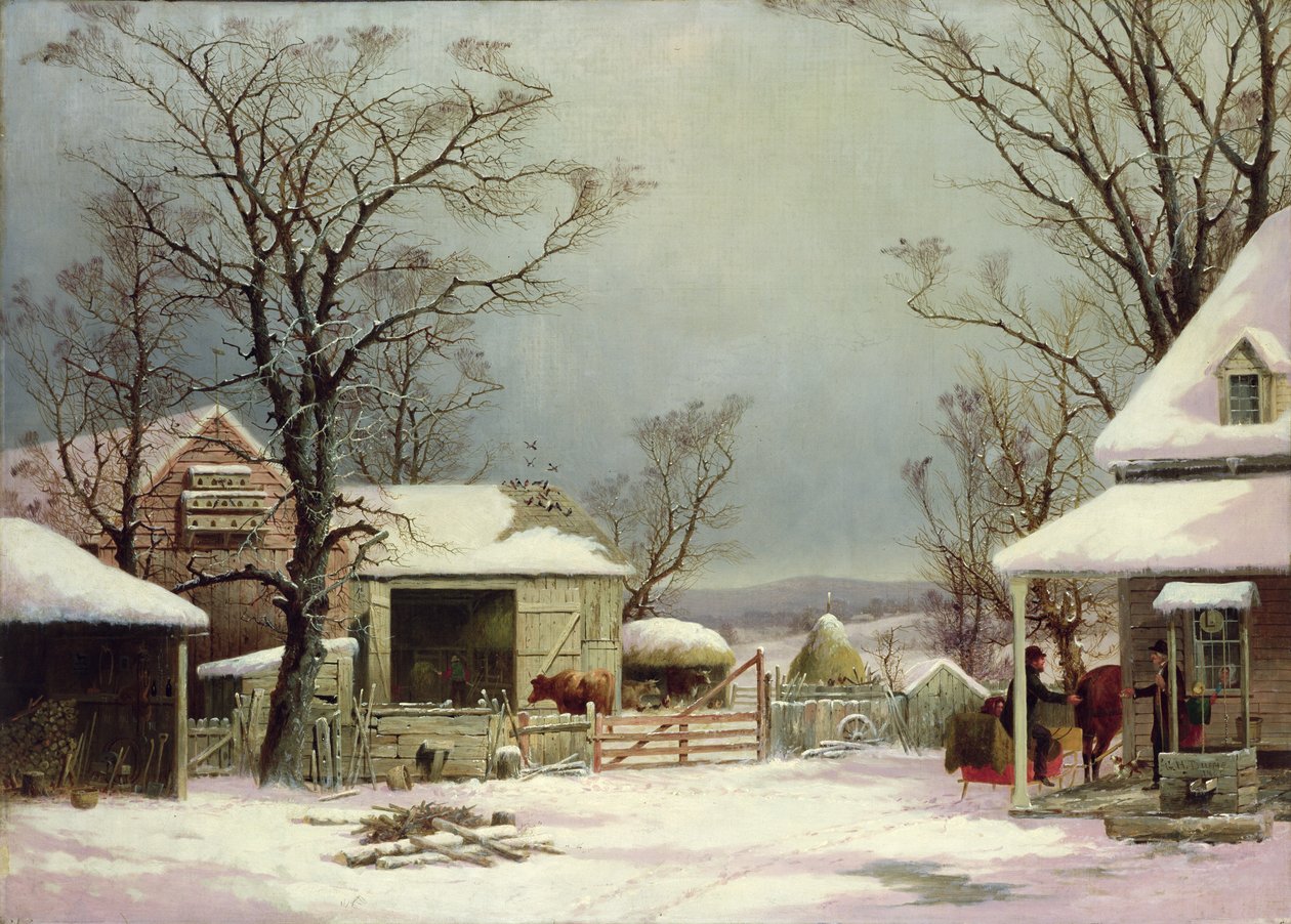 Gård på vintern 1862 av George Henry Durrie