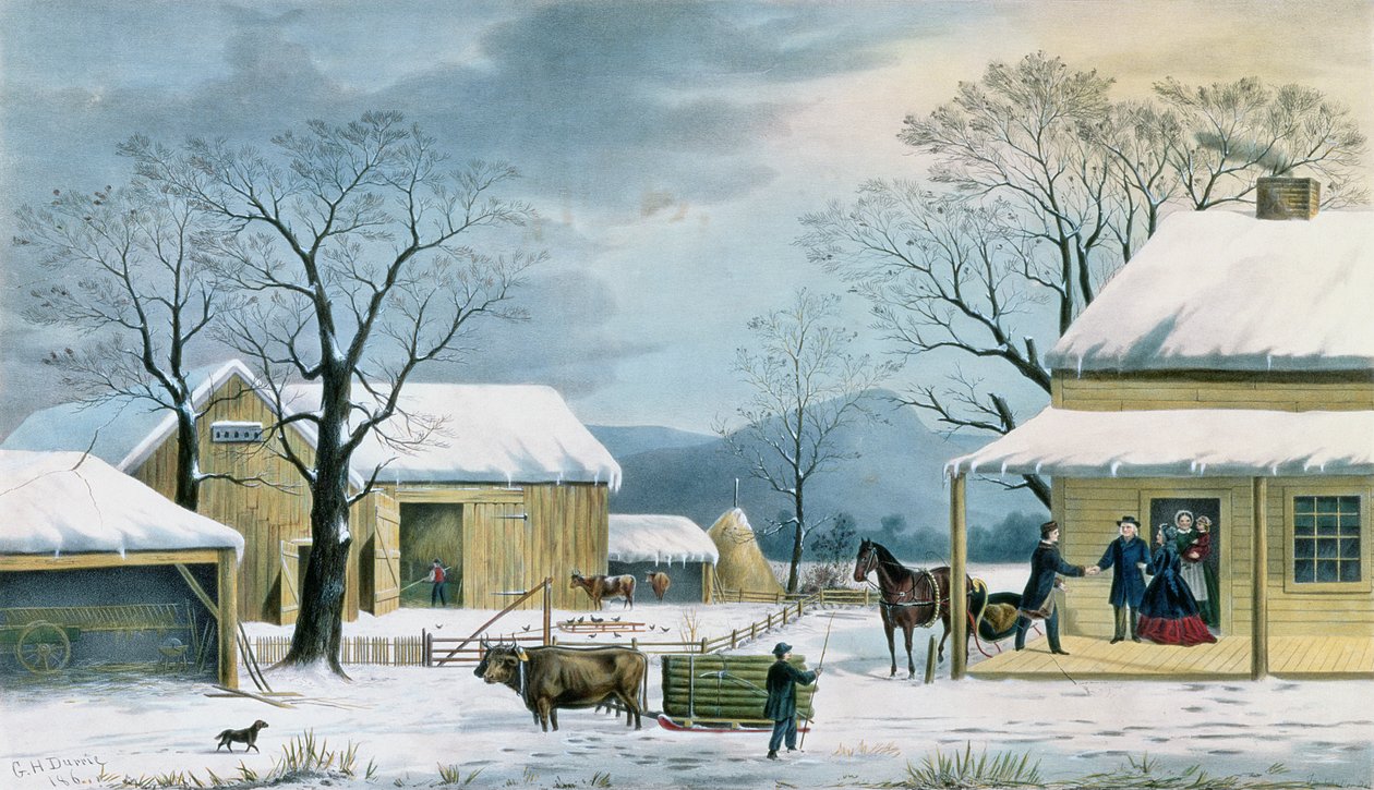 Hem till Thanksgiving, graverad av J. Schulfer, pub. av Currier och Ives, 1867 av George Henry Durrie
