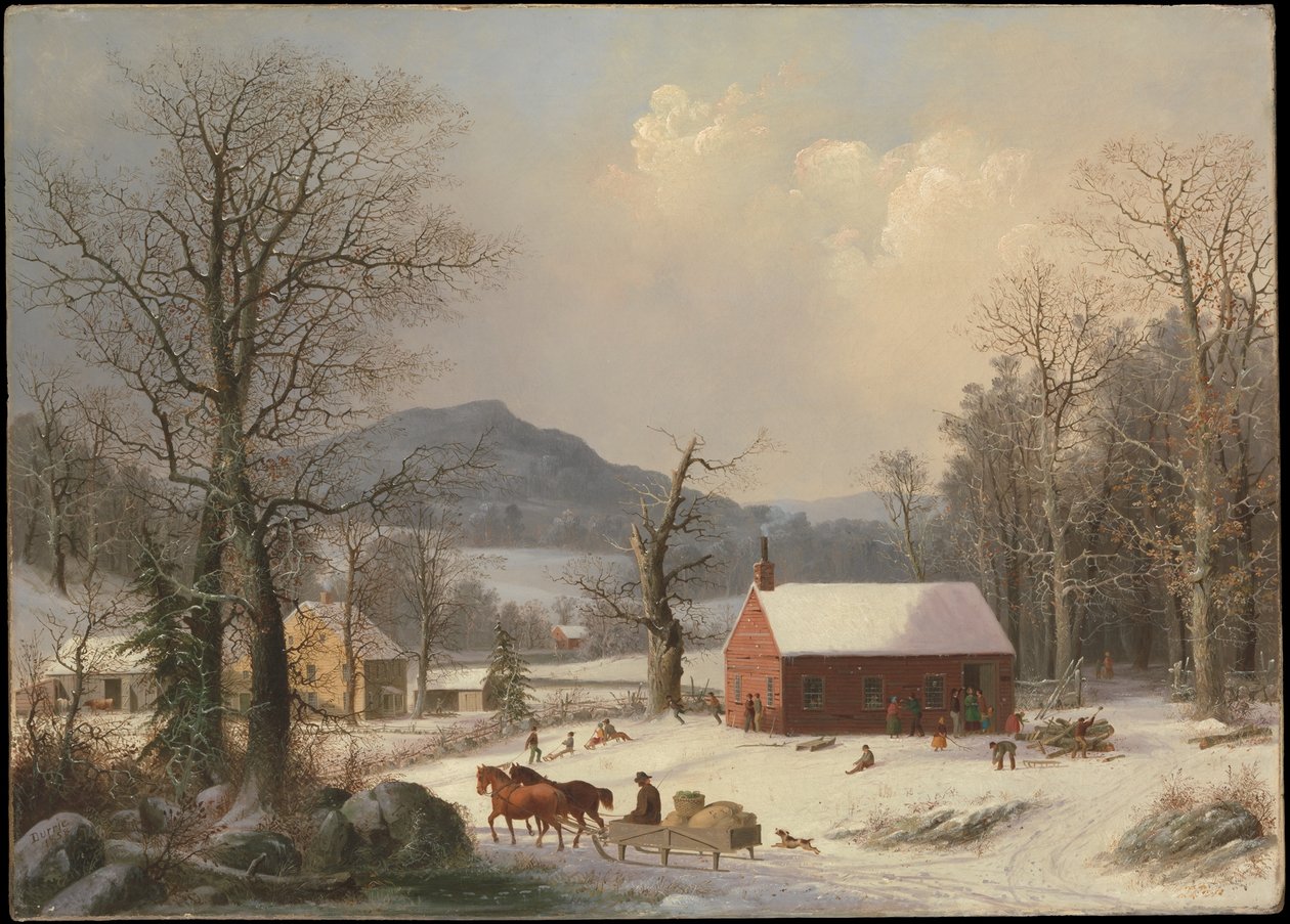 Rött skolhus, landsbygdsscen av George Henry Durrie