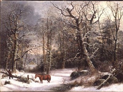 Woodsman på vintern av George Henry Durrie