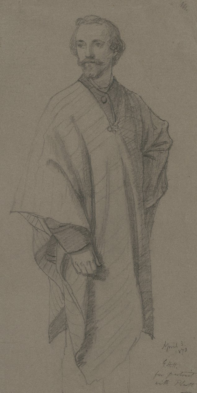 Självporträtt, 1870 (grafit på brunt vävt papper) av George Henry Hall