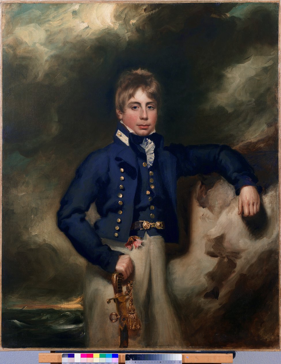 Porträtt i trekvartslängd av John Windham Dalling RN, som aspirant. av George Henry Harlow