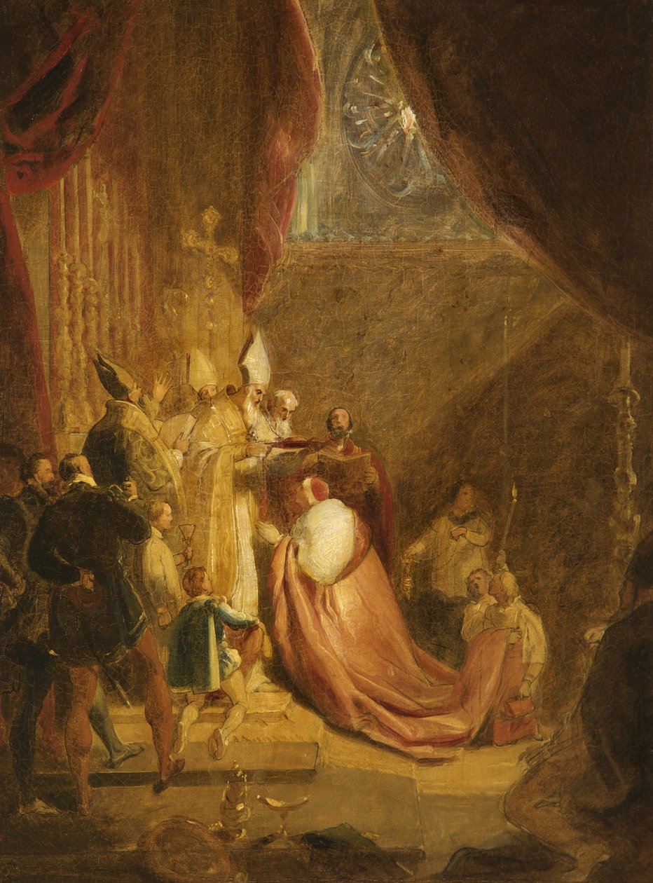 Wolsey tar emot Cardinals Hat i Westminster Abbey av George Henry Harlow