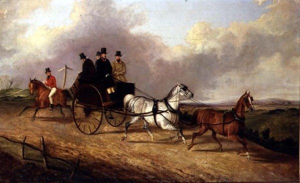 Herrar i en hästdragen barnvagn av George Henry Laporte