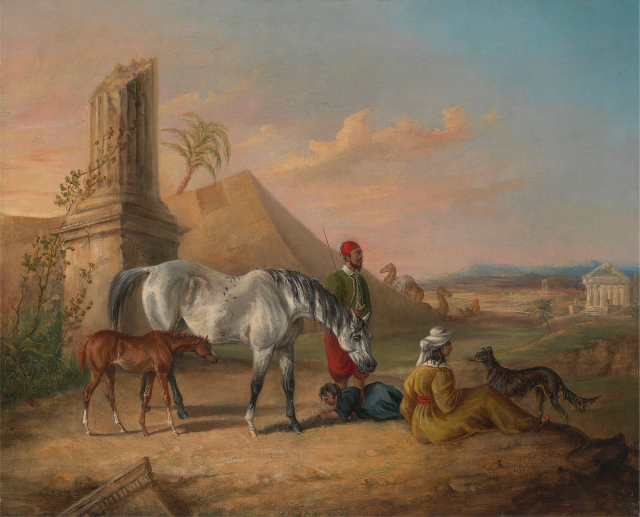 Grå arabsto och föl, med familj av George Henry Laporte