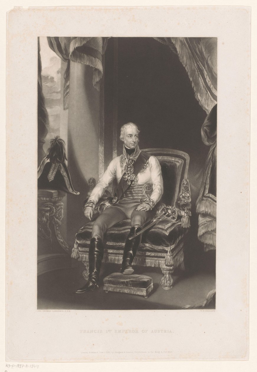 Porträtt av Francis II Josef Karel, romersk-tysk kejsare Franciskus 1:e kejsare av Österrike (titel på objektet) av George Henry Phillips